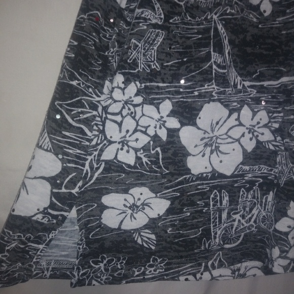 Chicos Black White Asian Design Top 1X Plus - Picture 2 of 3